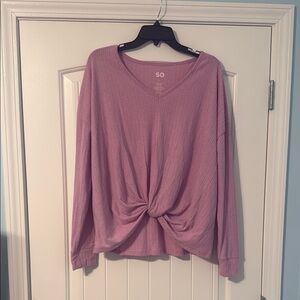 SO Pink Tie Front Sweatshirt Relaxed Fit